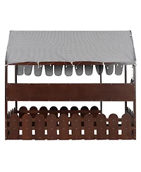 Streamdale Furniture Montessori House Bed with Fence, Storage Shelves and Lights