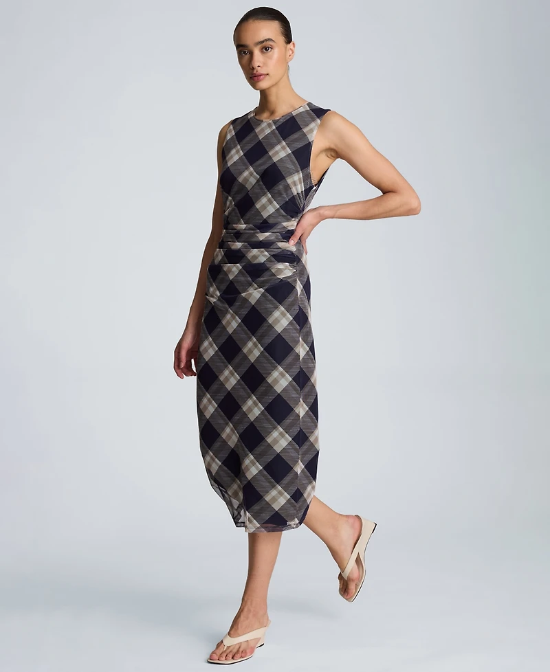 Kenneth Cole Women's Sleeveless Side Ruched Midi Dress