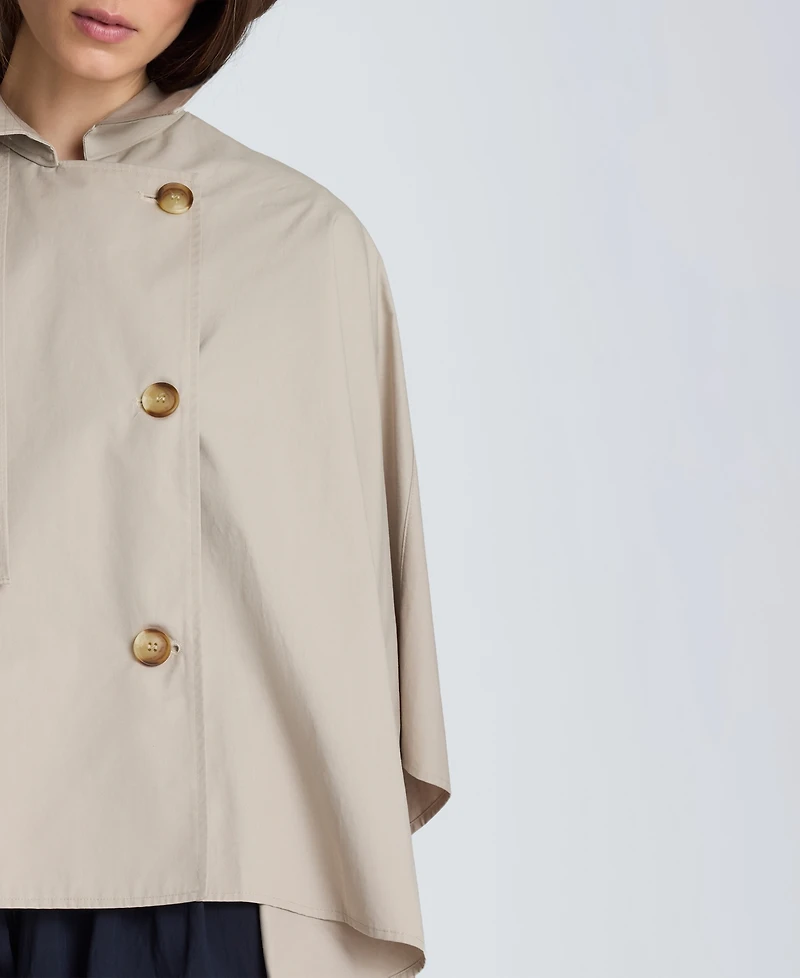 Kenneth Cole Women's Cotton-Blend Notch Collar Trench Cape Jacket