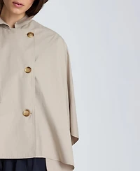 Kenneth Cole Women's Cotton-Blend Notch Collar Trench Cape Jacket