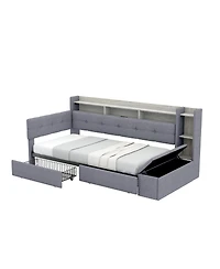 Streamdale Furniture Upholstered Daybed with Storage, Drawers, Usb, Led and Shelves