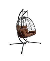 Streamdale Furniture Double Hanging Egg Chair with Stand and Cushion