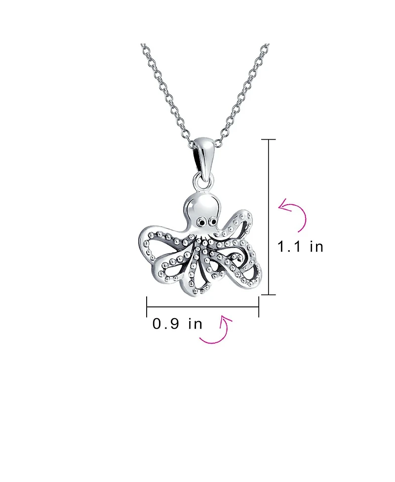 Bling Jewelry Octopus Pendant Necklace Nautical Sea Creature Squid Oxidized .925 Sterling Silver