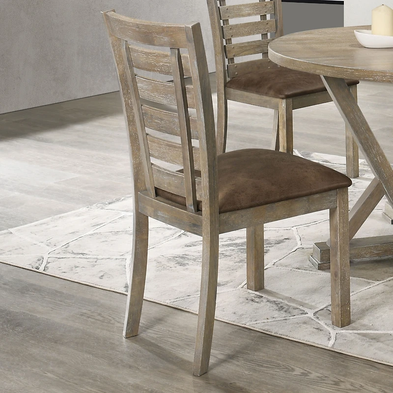 Streamdale Furniture Set of 2 Modern Farmhouse Distressed Ladderback Dining Chairs