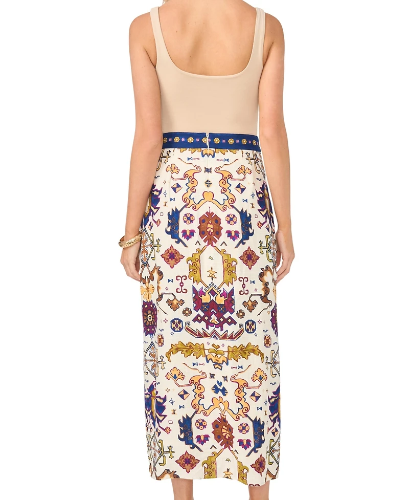 Vince Camuto Women's Printed Faux Wrap Midi Skirt