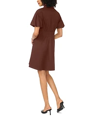 Vince Camuto Women's Puff-Sleeve Corset Cotton Mini Dress