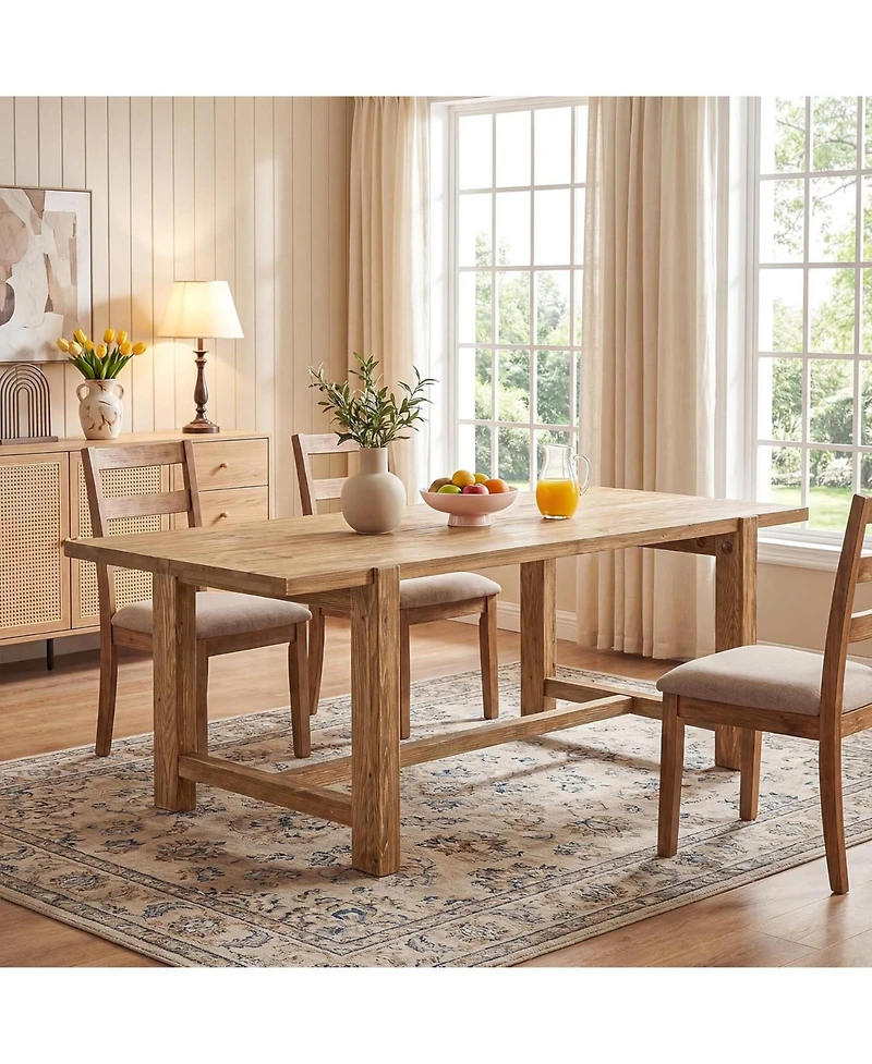 Tribesigns Solid Wood Dining Table, 63-Inch Kitchen Table for 4-6 People, Rectangular Dinner Tables with Wooden Legs for Dining Room, Kitchen