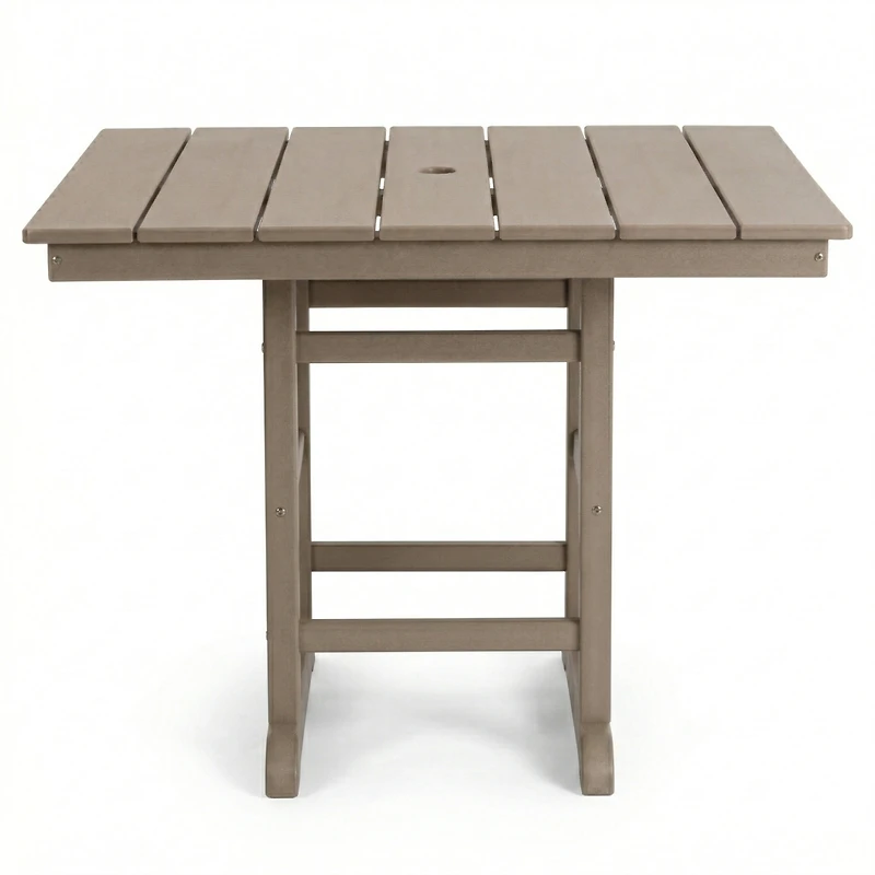 Streamdale Furniture Weathered Wood Hdpe Folding Square Patio Dining Table, 37.8" x 37.8" x 29.5
