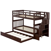 Streamdale Furniture Twin-Over-Twin Stairway Bunk Bed with Trundle - Espresso