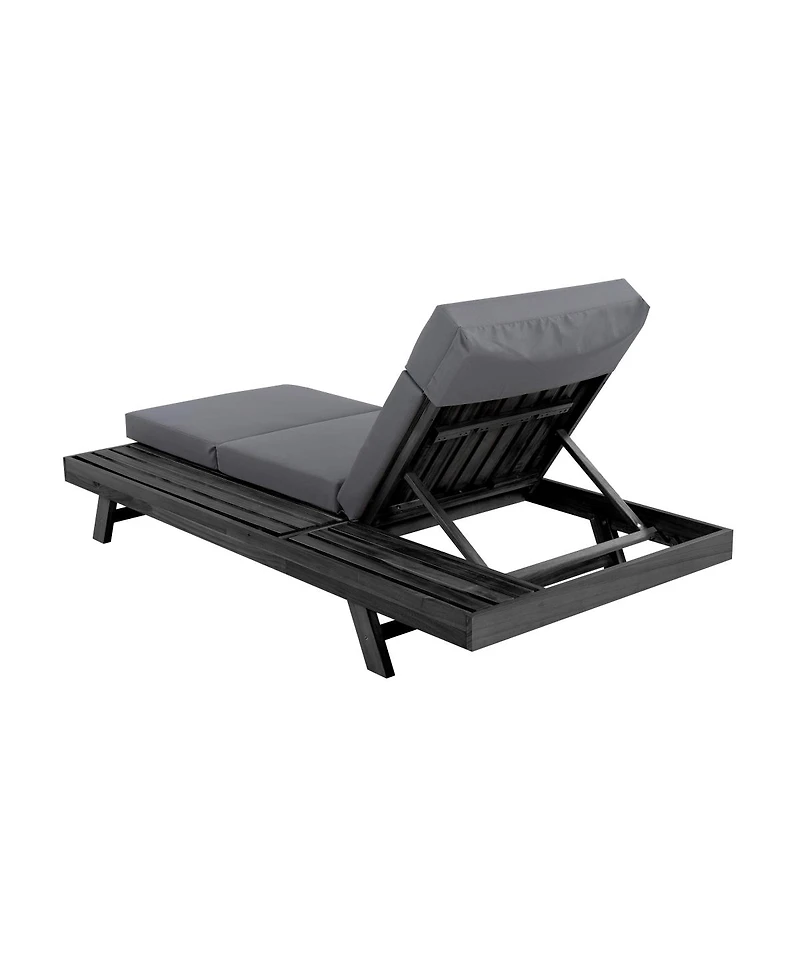 Streamdale Furniture Acacia Wood Lounge Chaise Set with Water-Resistant Cushions