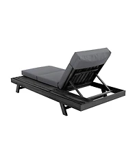 Streamdale Furniture Acacia Wood Lounge Chaise Set with Water-Resistant Cushions