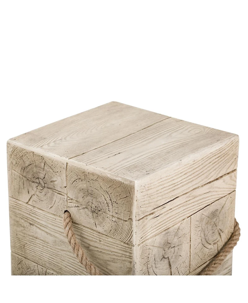 Streamdale Furniture Outdoor Wood Grain Square Side Table with Braided Cord Detail