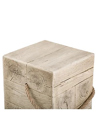 Streamdale Furniture Outdoor Wood Grain Square Side Table with Braided Cord Detail