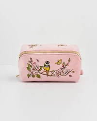 Fable England Love Velvet Embroidered Comestic Pouch