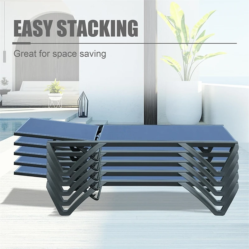 Streamdale Furniture 2-Piece Aluminum Patio Chaise Lounge with Adjustable Backrest