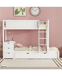Streamdale Furniture Twin-Over-Twin Bunk Bed with Twin size Trundle, Storage and Desk