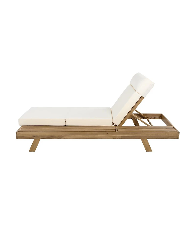 Streamdale Furniture Acacia Wood Lounge Chaise Set with Water-Resistant Cushions