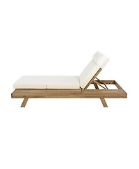 Streamdale Furniture Acacia Wood Lounge Chaise Set with Water-Resistant Cushions