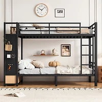 Streamdale Furniture Twin Xl Twin Xl Metal Bunk Bed with Storage, Drawers, and Pegboard