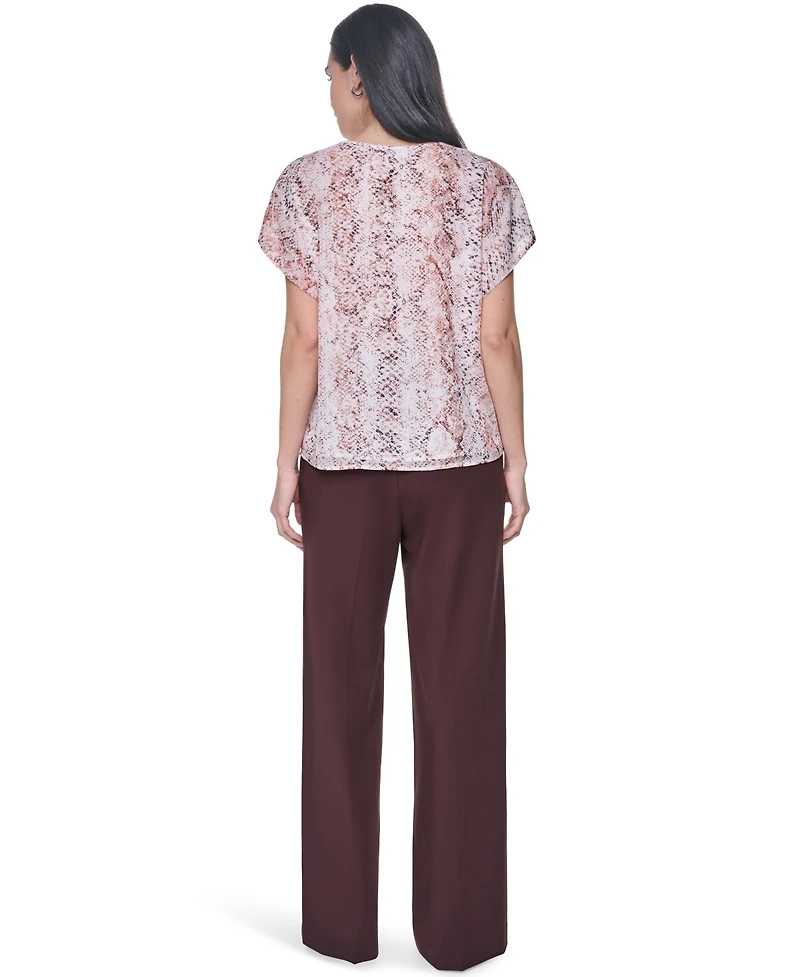 Calvin Klein Petite Short-Sleeve V-Neck Blouse