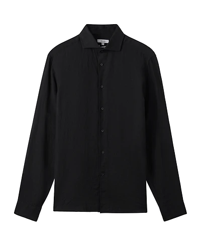 Reiss Men's Linen Cutaway Collar Regular Fit Shirt