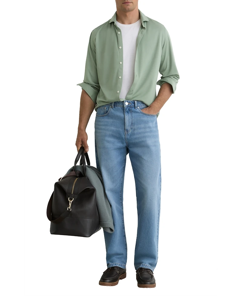 Reiss Men's Davaro Regular-Fit Stretch-Modal Cutaway-Collar Shirt