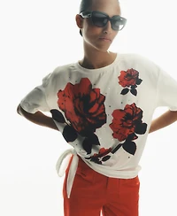 Karl Lagerfeld Paris Women's Floral Print Crewneck Top
