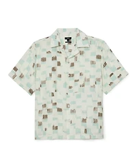 Reiss Men's Vespucci Brushstroke-Print Cuban-Collar Shirt