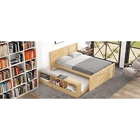 Streamdale Furniture Full Size Wooden Platform bed with Pull Out Trundle,Storage Cabinet