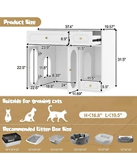 Streamdale Furniture Cat Litter Box Enclosure With Led Light, Storage Drawers, And Acrylic Doors
