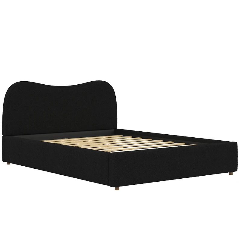 Streamdale Furniture Queen Size Upholstered Platform Bed with Wooden Slats