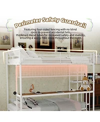 Streamdale Furniture Full Over Twin Metal Bunk Bed with Desk and Led Lighting
