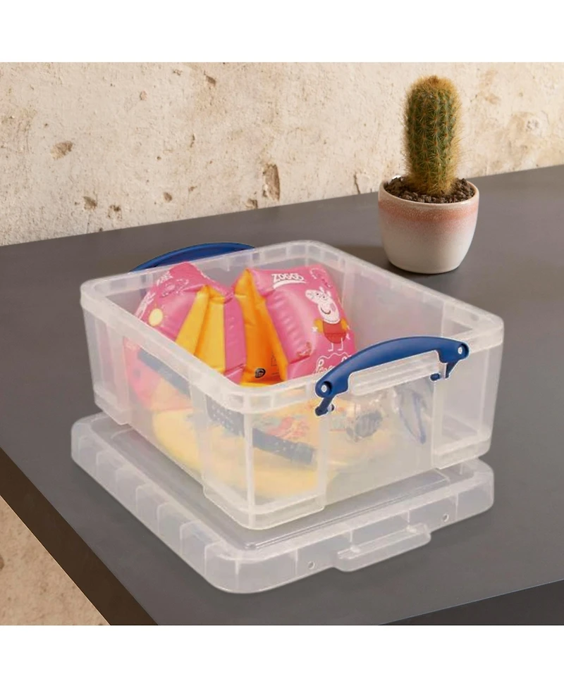 Really Useful Box 17L Plastic Storage Container w/Snap Lid & Clip Lock Handles