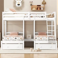 Streamdale Furniture Full over Twin and Twin Bunk Bed,Triple Bunk Bed with Drawers