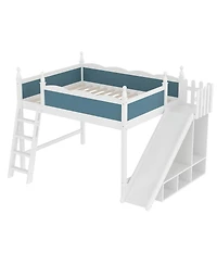 Streamdale Furniture Queen Loft Bed with Storage, Wardrobe, and Slide