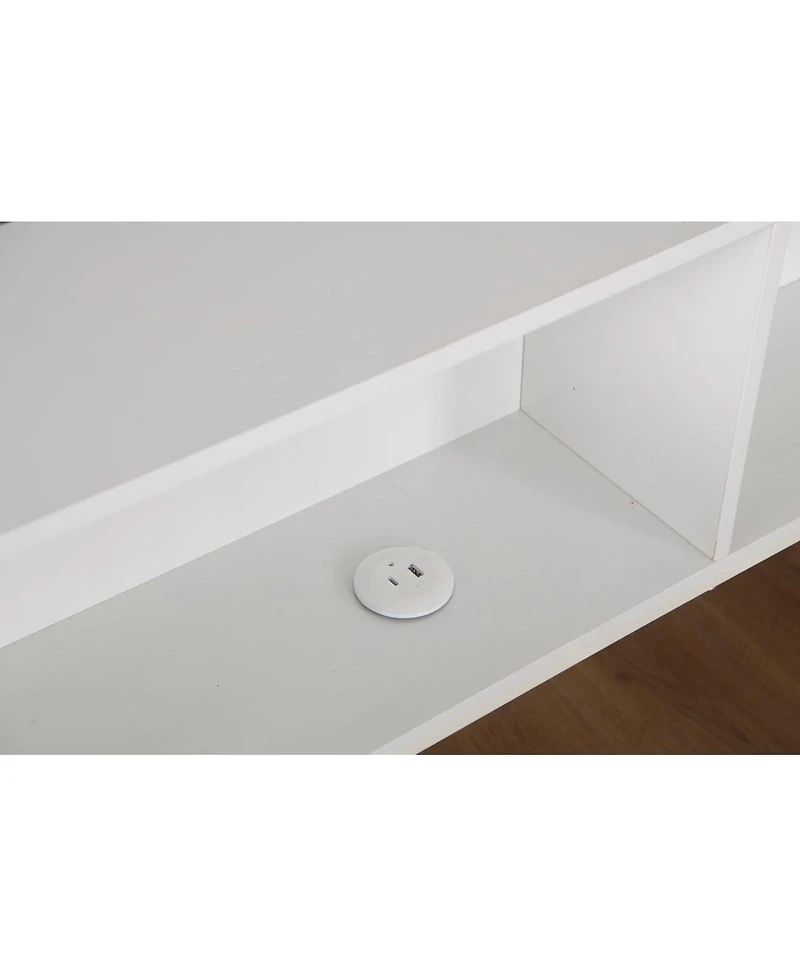 Streamdale Furniture Full Size Corner Bed Frame With Storage, Led Lights, And Charging Station