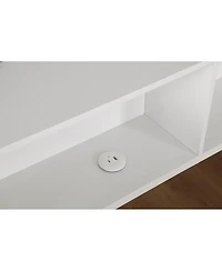 Streamdale Furniture Full Size Corner Bed Frame With Storage, Led Lights, And Charging Station