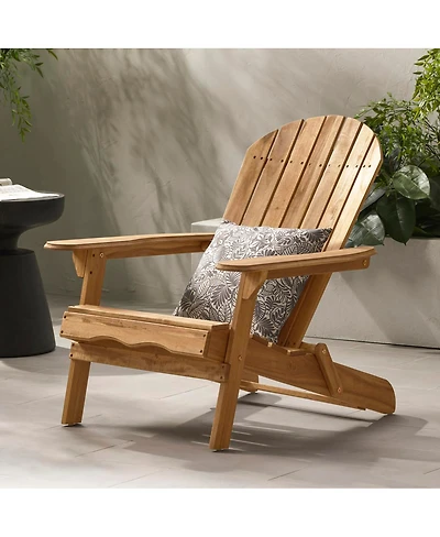 Streamdale Furniture Folding Wooden Adirondack Chair - Teak Finish Outdoor Patio Lounge Furniture