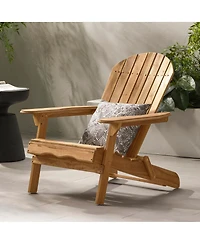 Streamdale Furniture Folding Wooden Adirondack Chair - Teak Finish Outdoor Patio Lounge Furniture