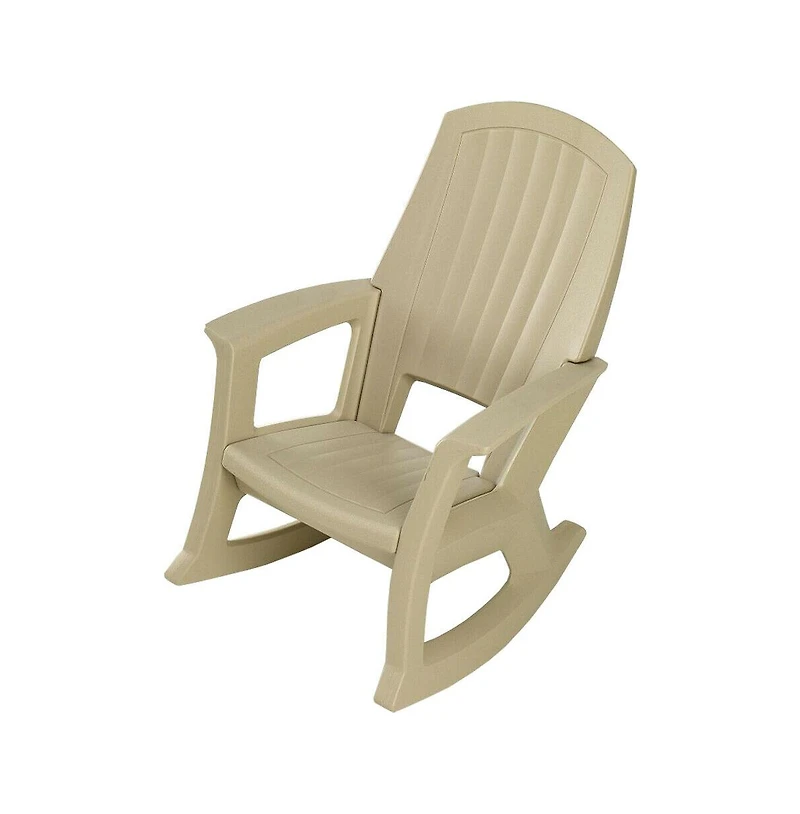 Semco Plastics Rockaway Heavy Duty Resin All-Weather Outdoor Rocking Chair, Tan