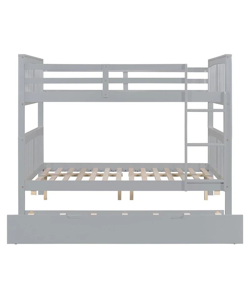 Streamdale Furniture Full over Full Bunk Bed with Twin Size Trundle and Ladder