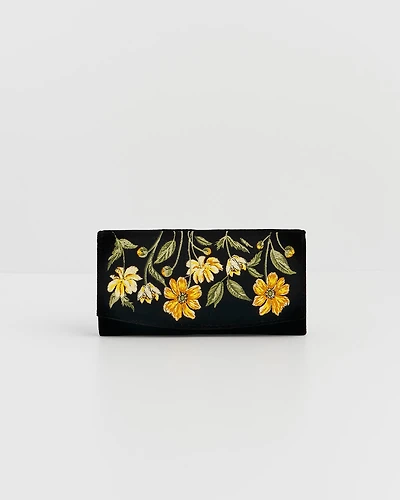 Fable England Botanical Velvet Embroidered Purse Large