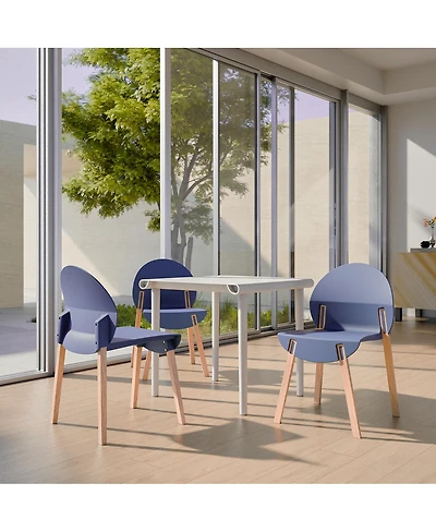 Streamdale Furniture Summer 4-Pack Grey Blue Chairs with Red Oak Legs