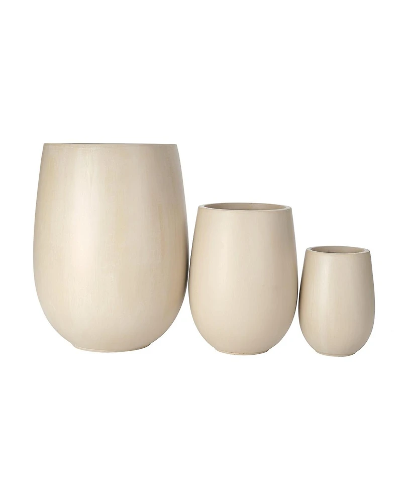 Asagikoiai 3-Piece Mgo Planter Set with Drainage Holes, Outdoor Decorative Flower Pots
