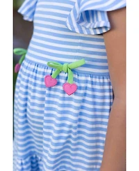 Florence Eiseman Toddler Girl Stripe Knit Dress With Heart Cherries