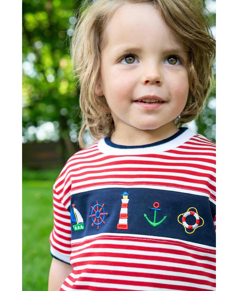 Florence Eiseman Toddler Boys Knit Short Set With Nautical Applique