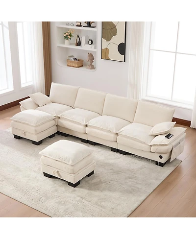 Streamdale Furniture Cloud Modular Sectional Sofa, Deep Seat Corduroy Upholstered Furniture