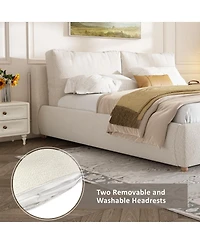 Streamdale Furniture Queen Size Upholstered Bed Frame With Removable Pillow Headboar