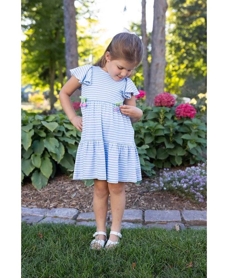 Florence Eiseman Big Girls Stripe Knit Dress With Heart Cherries