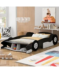 Streamdale Furniture Full Size Race Car-Shaped Platform Bed with Wheels